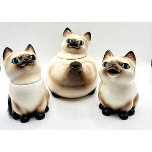 Vintage Norcrest TM 50 & 51 Teapot Set W/ Creamer & Sugar Bowl Hand Decorated